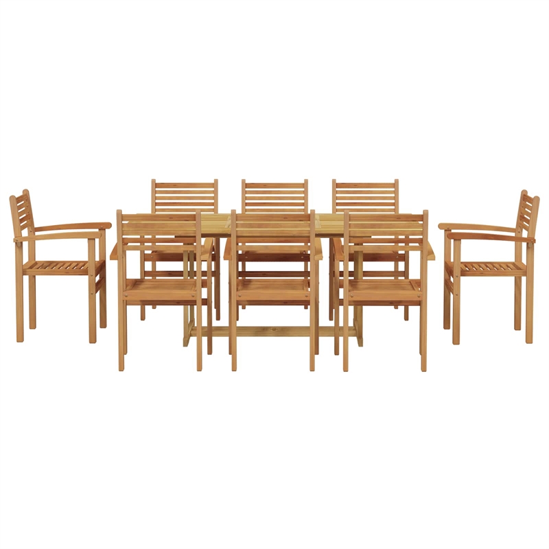 vidaXL Solid Teak Wood Garden Dining Set in Brown