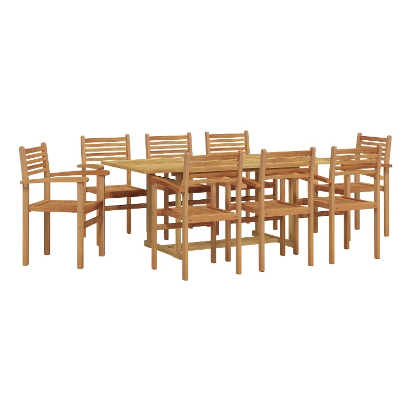 vidaXL Solid Teak Wood Garden Dining Set in Brown