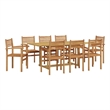 vidaXL Solid Teak Wood Garden Dining Set in Brown
