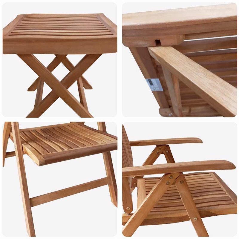 vidaXL Solid Teak Wood Garden Dining Set in Brown