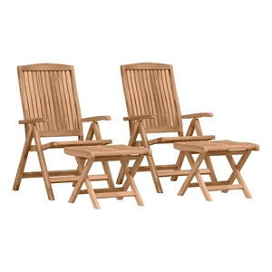 vidaXL Solid Teak Wood Garden Dining Set in Brown