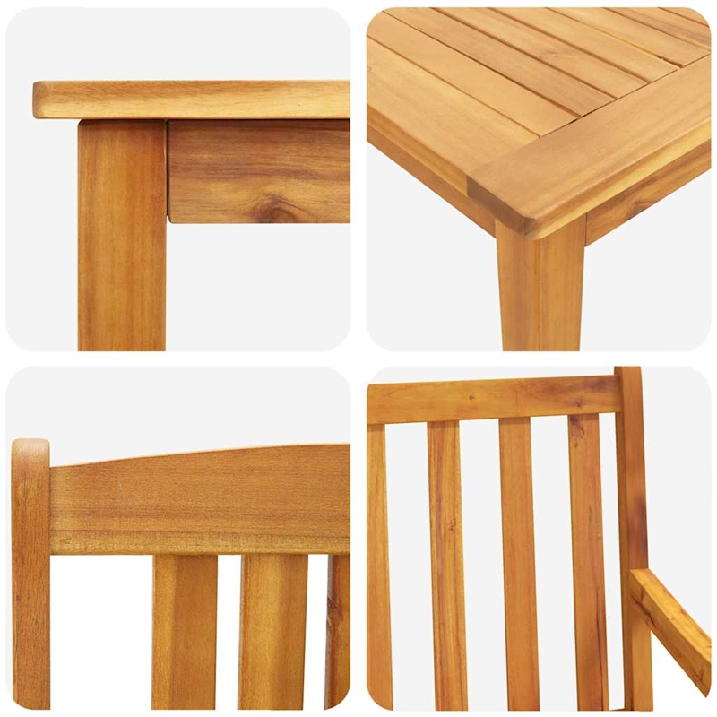 vidaXL Solid Acacia Wood Garden Dining Set in Brown