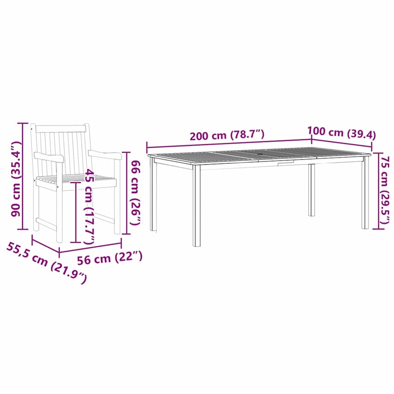 vidaXL 7 Piece Garden Dining Set in Brown