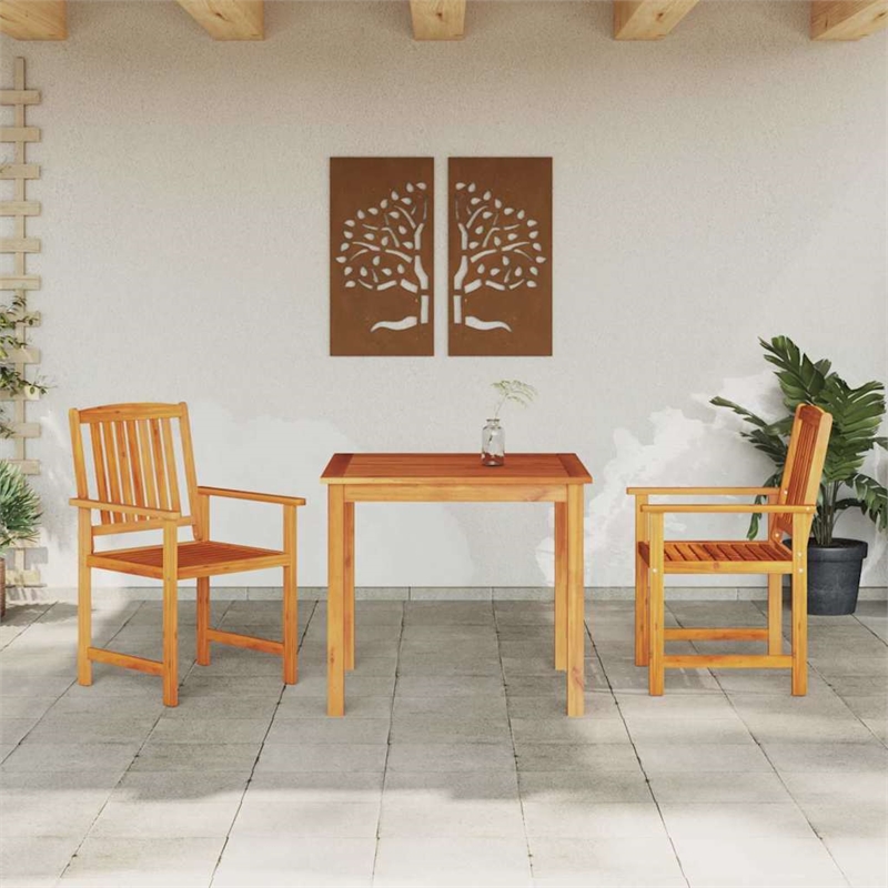 vidaXL Solid Acacia Wood Garden Dining Set in Brown