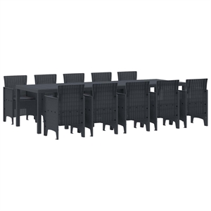 vidaXL 11 Piece Poly Rattan Garden Dining Set in Anthracite