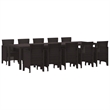 vidaXL 11 Piece Poly Rattan Garden Dining Set with Cushions in Brown