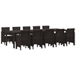 vidaXL 11 Piece Poly Rattan Garden Dining Set with Cushion in Brown