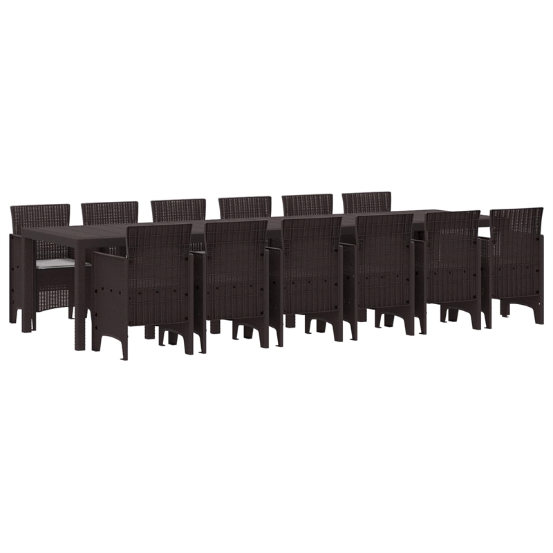 vidaXL Poly Rattan Garden Dining Set in Brown
