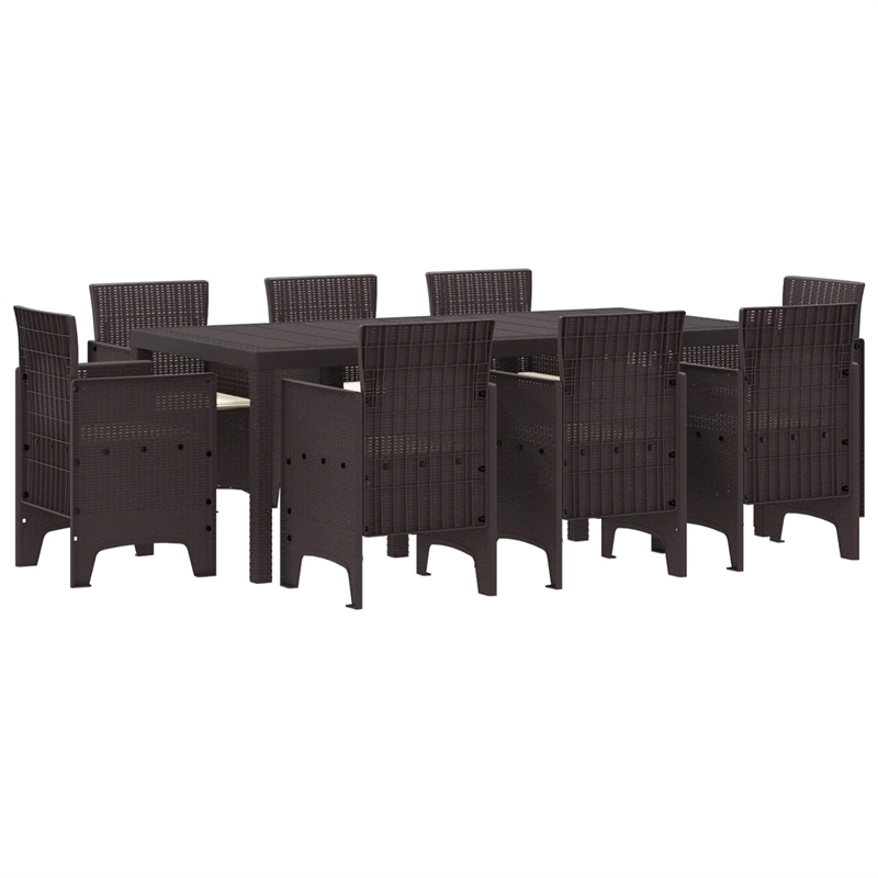vidaXL Poly Rattan Garden Dining Set in Brown