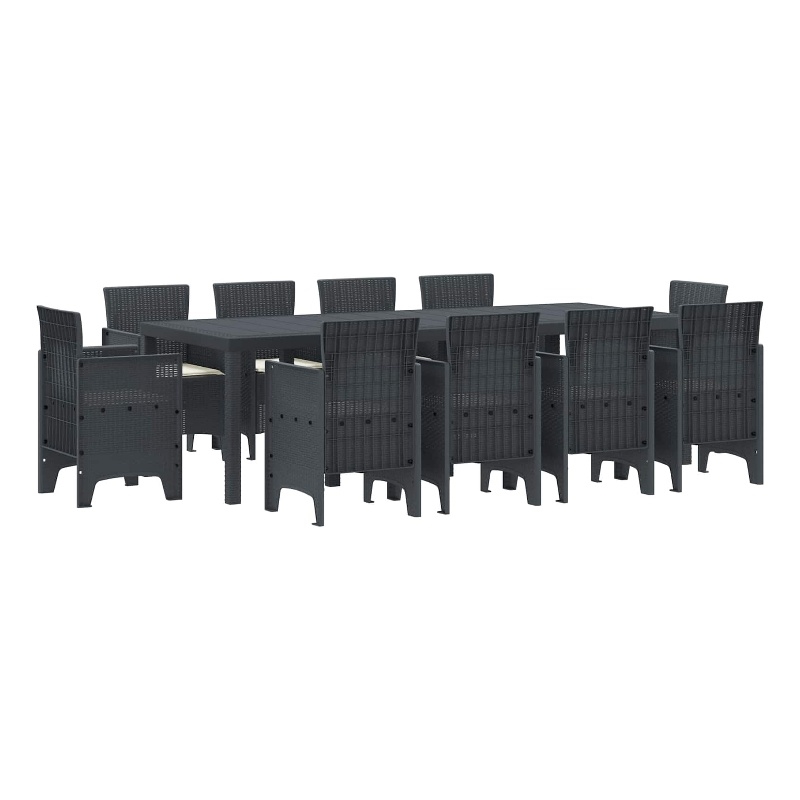 vidaXL 11 Piece Poly Rattan Garden Dining Set in Anthracite