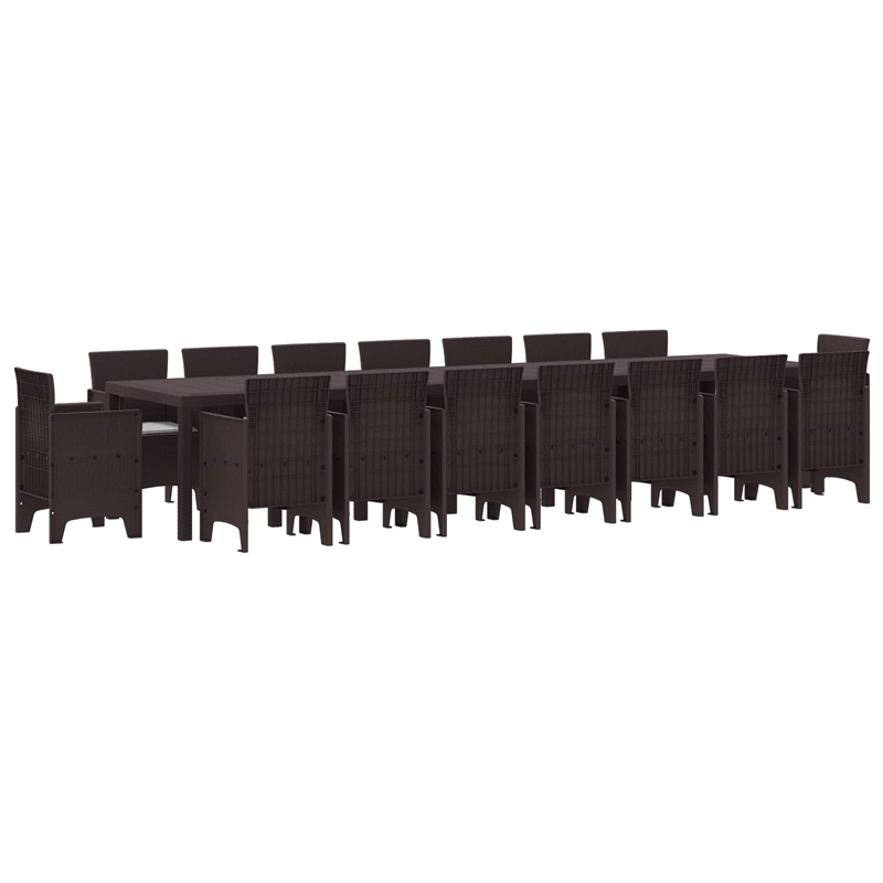 vidaXL 7 Piece Poly Rattan Garden Dining Set with Cushions in Brown