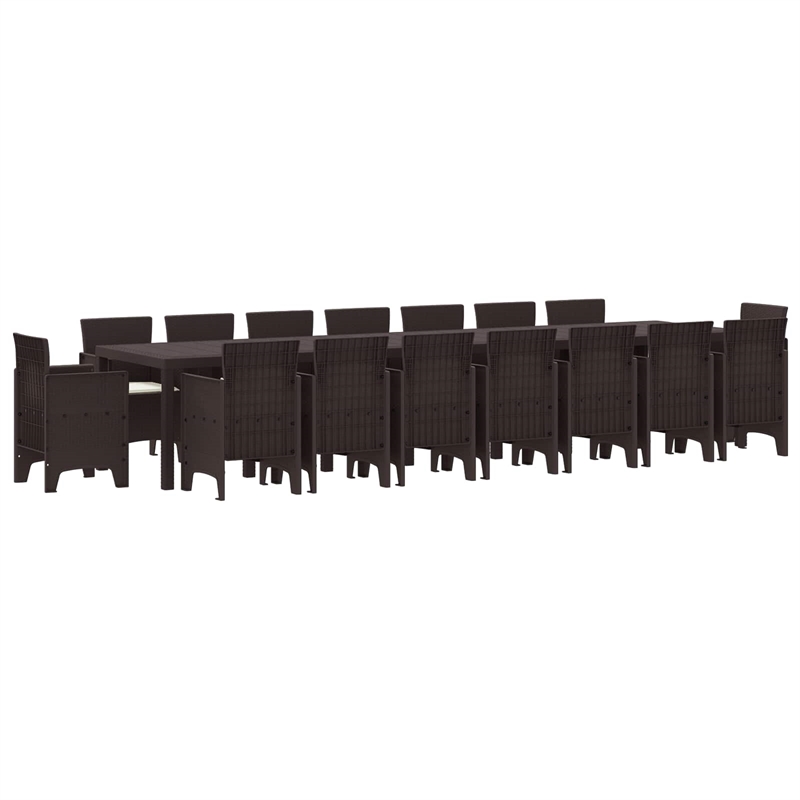 vidaXL 7 Piece Poly Rattan Garden Dining Set with Cushions in Brown