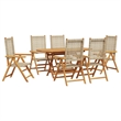 vidaXL 7 Piece Poly Rattan Garden Dining Set in Brown