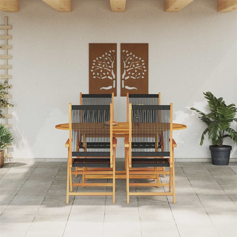 vidaXL 5 Piece Garden Dining Set in Black