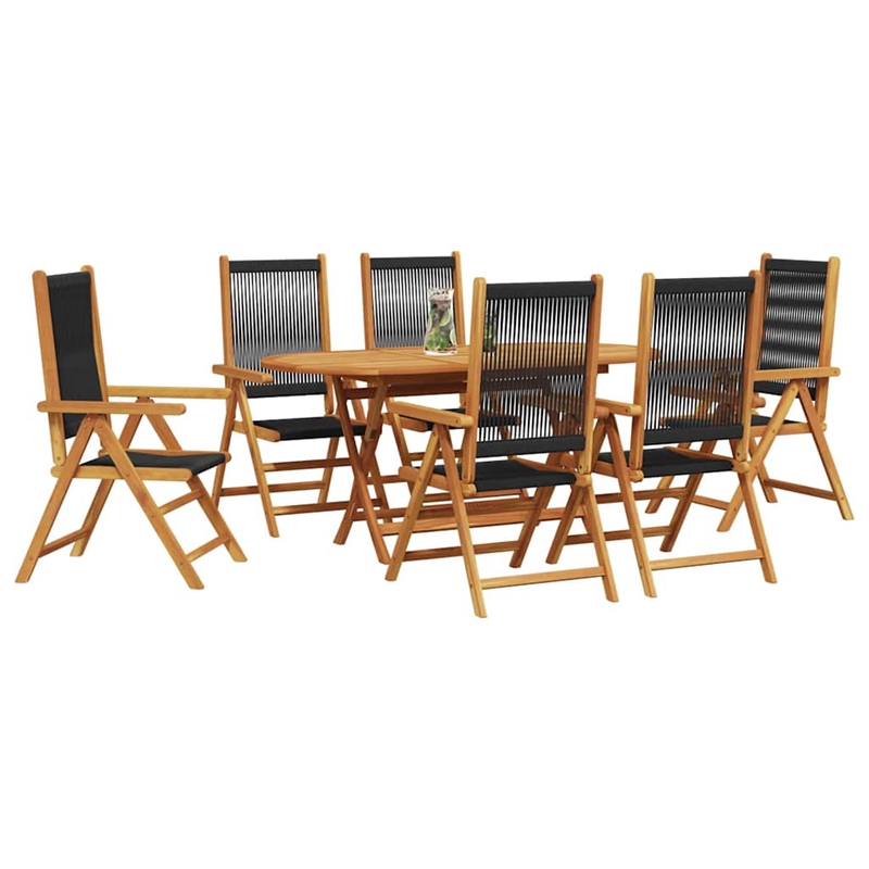 vidaXL 7 Piece Garden Dining Set in Black