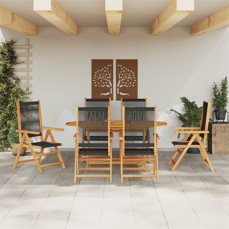 vidaXL 7 Piece Garden Dining Set in Black