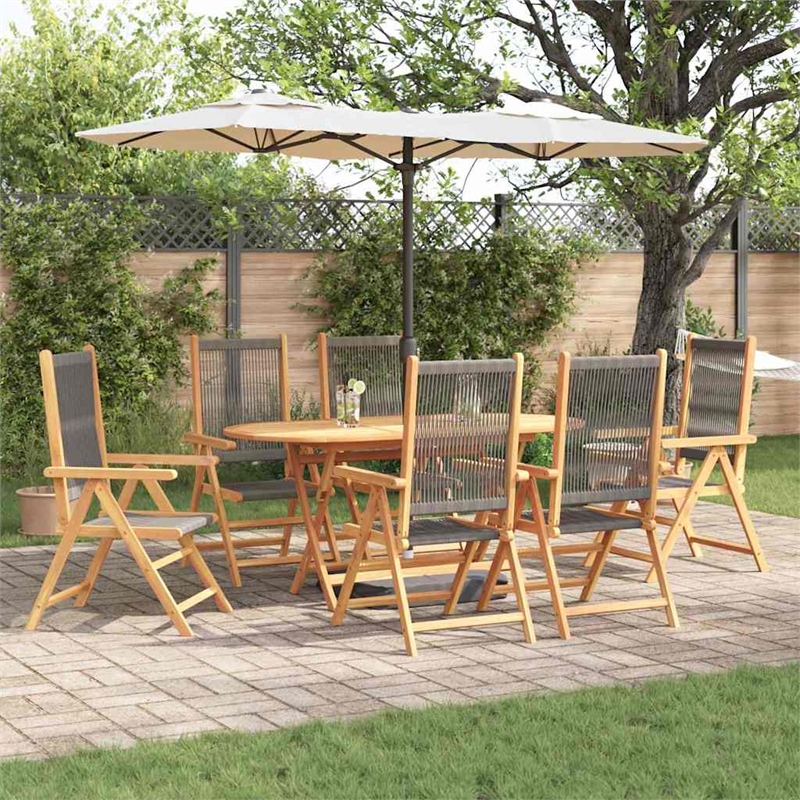vidaXL 7 Piece Garden Dining Set in Grey
