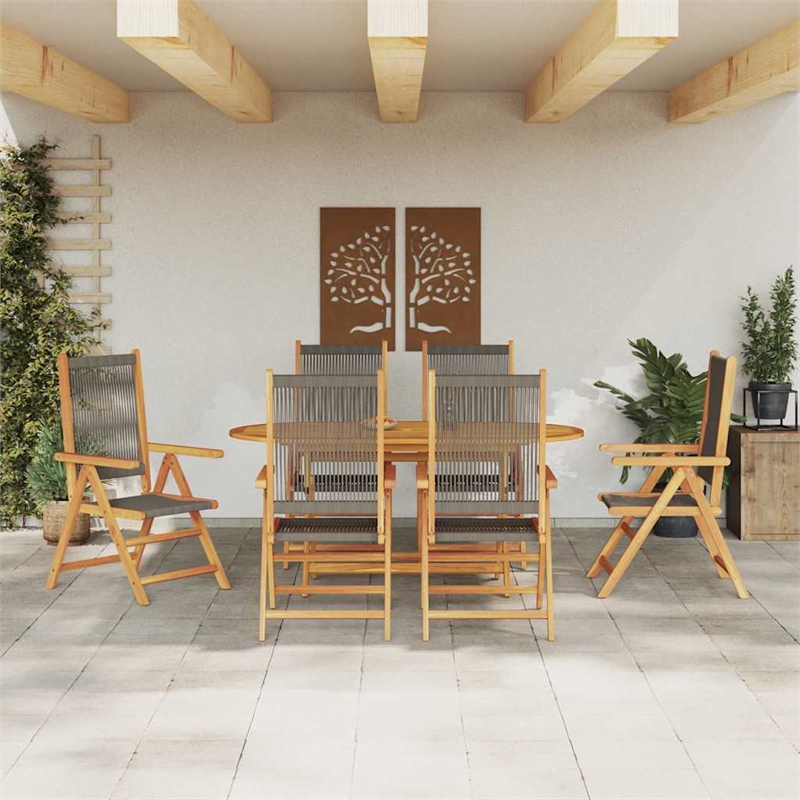 vidaXL 7 Piece Garden Dining Set in Grey