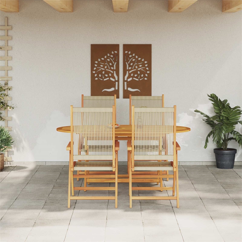 vidaXL 5 Piece Garden Dining Set in Brown