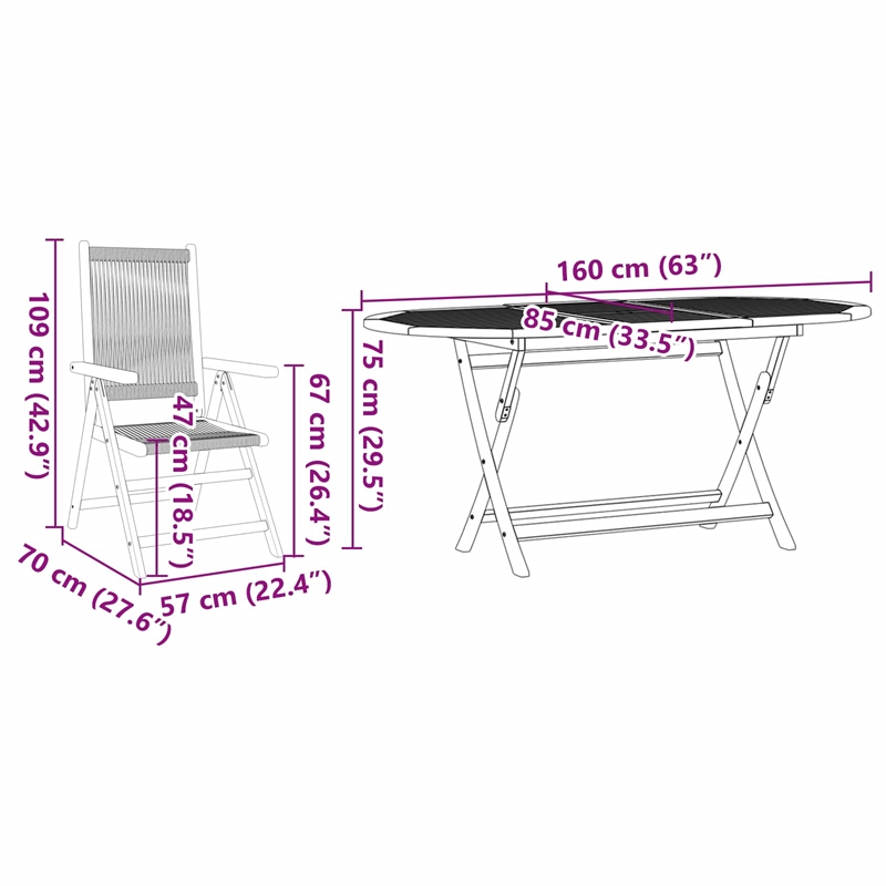 vidaXL 5 Piece Garden Dining Set in Brown
