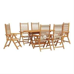 vidaXL 7 Piece Garden Dining Set in Brown