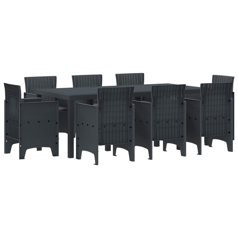 vidaXL Poly Rattan Garden Dining Set in Anthracite