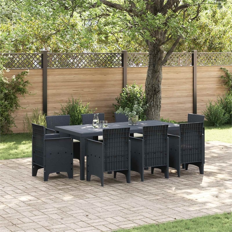 vidaXL Poly Rattan Garden Dining Set in Anthracite