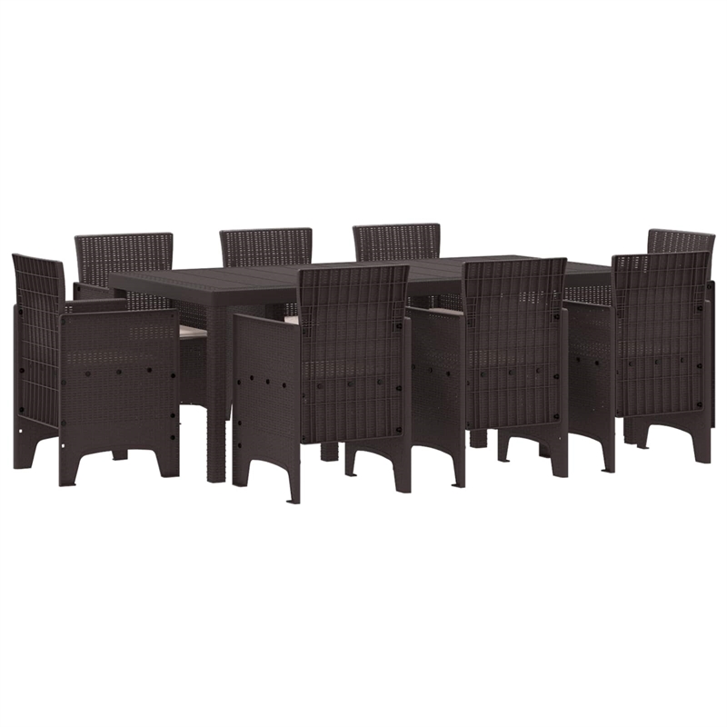 vidaXL Poly Rattan Garden Dining Set in Brown
