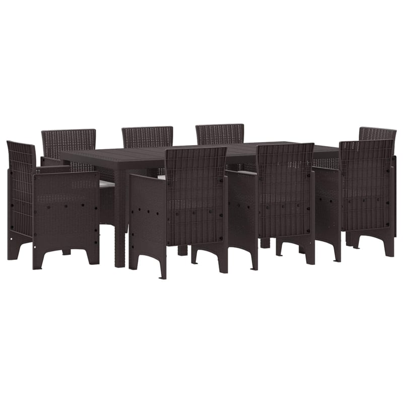 vidaXL Poly Rattan Garden Dining Set in Brown