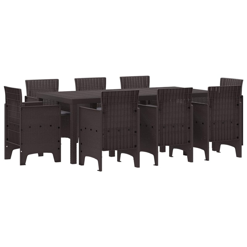 vidaXL Poly Rattan Garden Dining Set in Brown