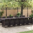 vidaXL 15 Piece Poly Rattan Garden Dining Set with Cushions in Brown
