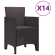 vidaXL 15 Piece Poly Rattan Garden Dining Set with Cushions in Brown