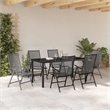 vidaXL 7 Piece Powder-Coated Steel Garden Dining Set in Anthracite