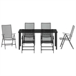vidaXL 7 Piece Powder-Coated Steel Garden Dining Set in Anthracite