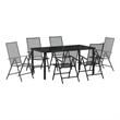 vidaXL 7 Piece Powder-Coated Steel Garden Dining Set in Anthracite