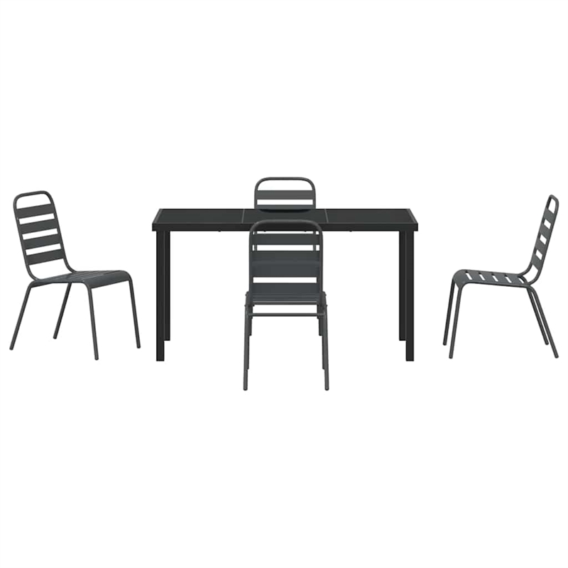 vidaXL 5 Piece Powder-Coated Steel Garden Dining Set in Anthracite