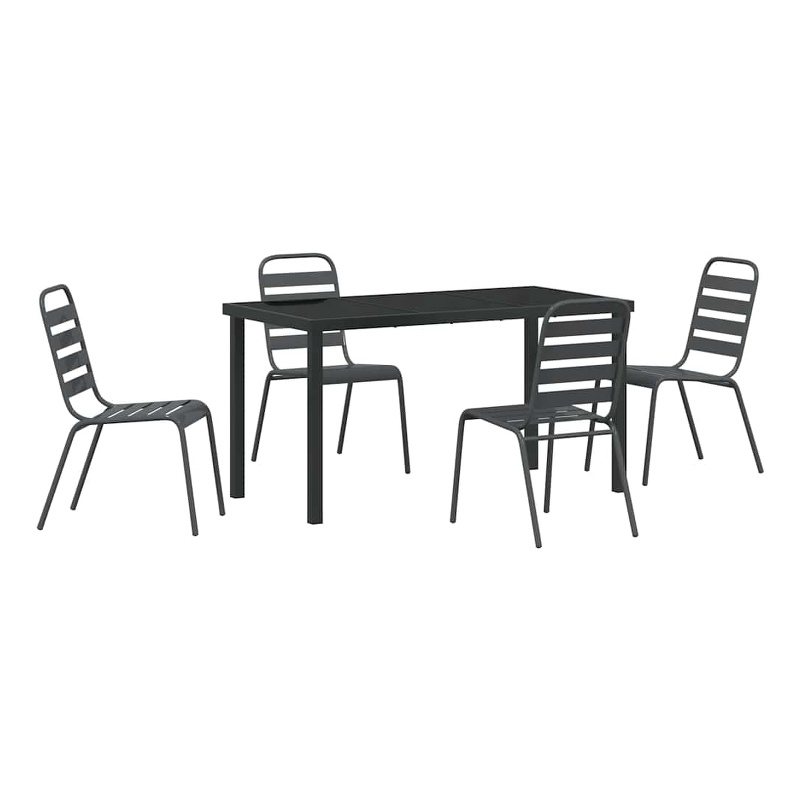 vidaXL 5 Piece Powder-Coated Steel Garden Dining Set in Anthracite
