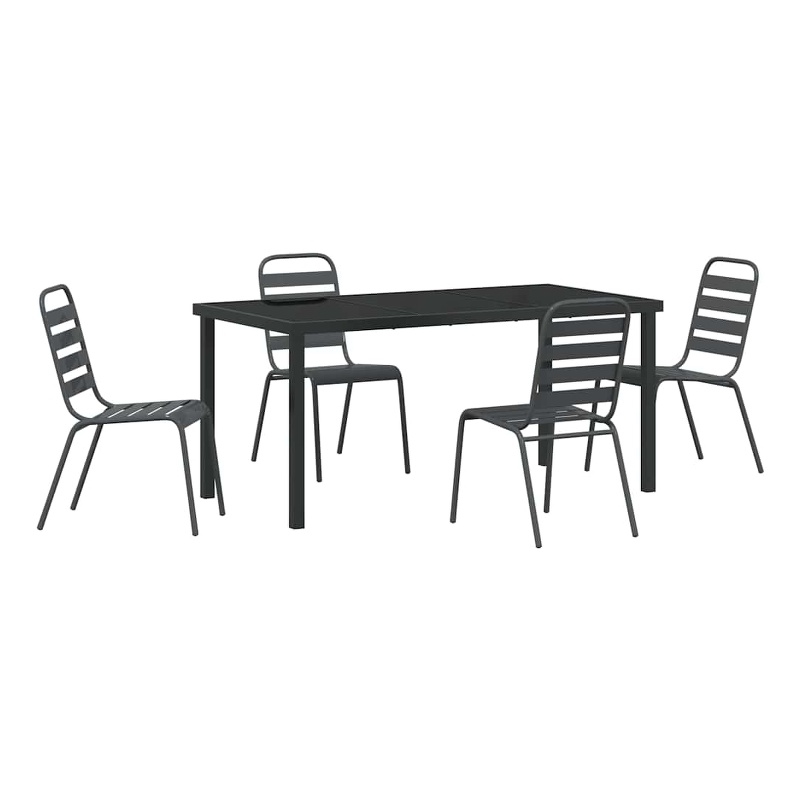 vidaXL 5 Piece Powder-Coated Steel Garden Dining Set in Anthracite