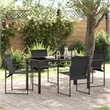 vidaXL 5 Piece Powder-Coated Steel Garden Dining Set in Black