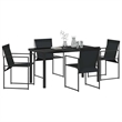 vidaXL 5 Piece Powder-Coated Steel Garden Dining Set in Black