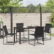 vidaXL 5 Piece Powder-Coated Steel Garden Dining Set in Black