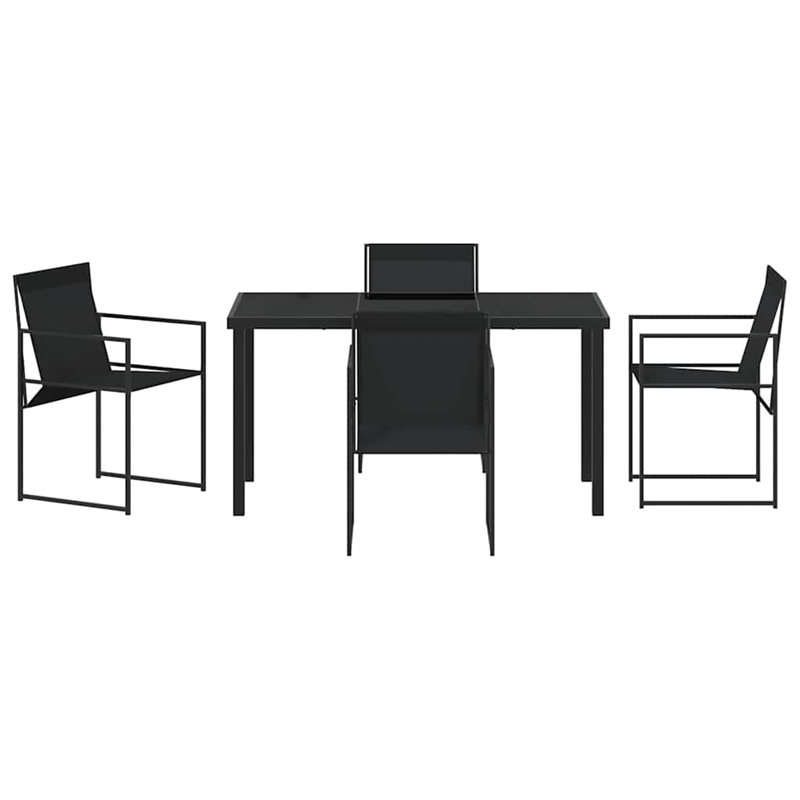 vidaXL 5 Piece Powder-Coated Steel Garden Dining Set in Black