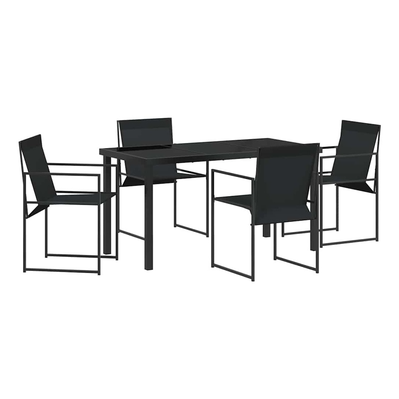 vidaXL 5 Piece Powder-Coated Steel Garden Dining Set in Black