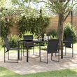 vidaXL 5 Piece Powder-Coated Steel Garden Dining Set in Black