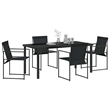 vidaXL 5 Piece Powder-Coated Steel Garden Dining Set in Black