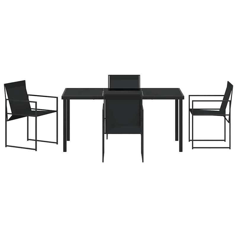 vidaXL 5 Piece Powder-Coated Steel Garden Dining Set in Black