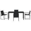 vidaXL 5 Piece Powder-Coated Steel Garden Dining Set in Black