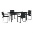 vidaXL 5 Piece Powder-Coated Steel Garden Dining Set in Black