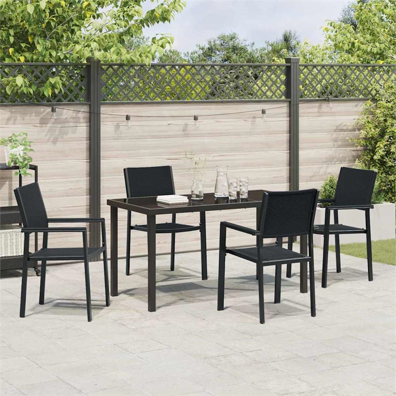 vidaXL 5 Piece Powder-Coated Steel Garden Dining Set in Black