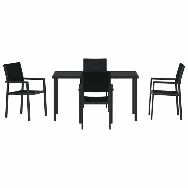 vidaXL 5 Piece Powder-Coated Steel Garden Dining Set in Black